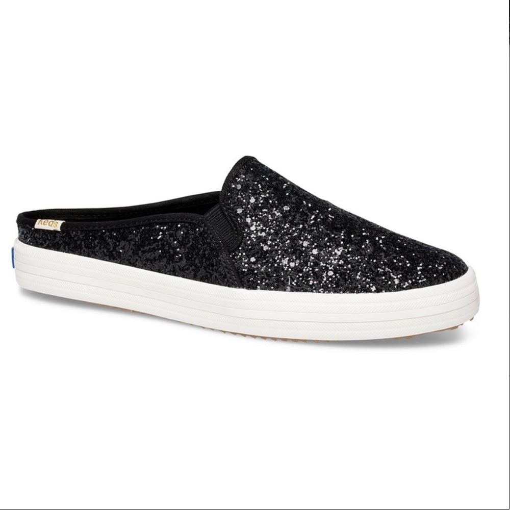 *NWT* Kate Spade X Keds Black Glitter Slip-ons